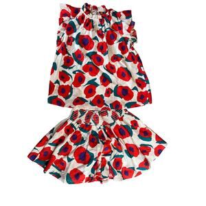 Bucket List Short and Shirt Set.  Flowered. Top is Medium Bottom is Large.